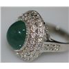 Image 2 : 14K GOLD CABUSHION EMERALD AND DIAMOND RING