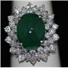 Image 1 : 14K GOLD CABUSHION EMERALD AND DIAMOND RING