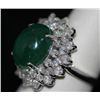 Image 2 : 14K GOLD CABUSHION EMERALD AND DIAMOND RING