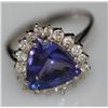 Image 1 : 14K GOLD TRILLION CUT TANZANITE AND DIAMOND RING