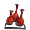 Image 1 : DECORATIVE WOOD-LIKE CLAY CANDLE VASES SET