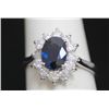 Image 1 : 14K GOLD OVAL BLUE SAPPHIRE AND DIAMOND RING