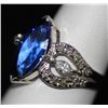 Image 2 : 14K GOLD MARQUISE TANZANITE AND DIAMOND RING