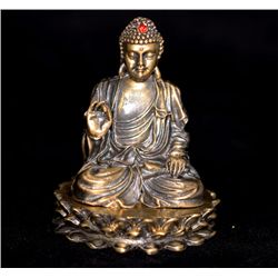 BUDDHA SITTING DOWN STATUE BRASS; WIDE 2.0IN; HEIGHT 3.