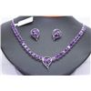 Image 1 : 153.91 CTW AMETHYST NECKLACE AND EARRING SET .925 STERL