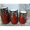 Image 1 : ORANGE BLOWN GLASS CANDLE BASES SET