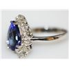 Image 2 : 14K GOLD PEARCUT TAZANITE AND DIAMOND RING