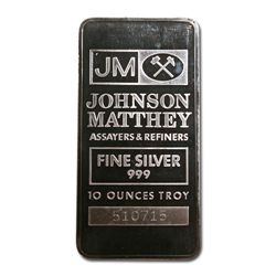 Silver Bars: Johnson Matthey 10 oz Bar (Pressed, JM Log