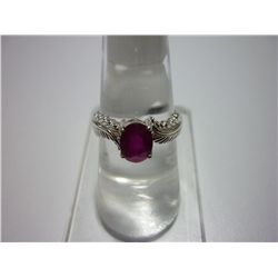 10.25 CTW RUBY AND DIAMOND RING .925 STERLING SILVER