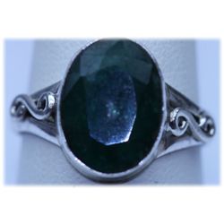 23.10 CTW EMERALD  RING .925 STERLING SILVER