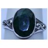 Image 1 : 23.10 CTW EMERALD  RING .925 STERLING SILVER