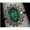 Image 1 : 14K GOLD OVAL EMERALD AND DIAMOND RING