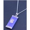 Image 1 : PURPLE JADE BRASS PENDANT WITH SILVER CHAIN