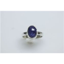 NATURAL 10.50 CTW TANZANITE OVAL CUT RING .925 STERLING