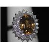 Image 1 : 14K GOLD OVAL ZIRCON AND DIAMOND RING