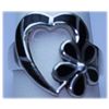 Image 1 : 26.80 CTW BLACK ONEX HEART RING .925 STERLING SILVER