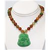 Image 1 : MULTICOLOR JADE CHINESE GOOD LUCK CHARM BUDDHA NECKLACE