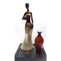 DECORATIVE BIG AFRICAN WOMAN PEARL CANDLE SET