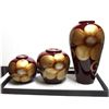 Image 1 : DECORATIVE DARK-BROWN FLORAL CANDLE SET