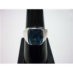 NATURAL 34.00 CTW BLUE TOPAZ RING .925 STERLING SILVER