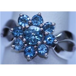 21.00 CTW BLUE TOPAZ RING .925 STERLING SILVER