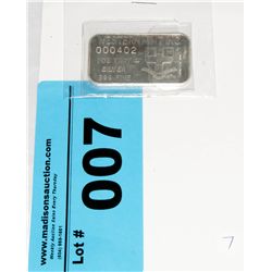 Western Mint 1974 Solid Silver Bar with Serial #