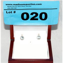 Blue Aquamarine Gemstone & Diamond earrings