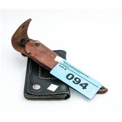 vintage belt knife with leather sheath and indian