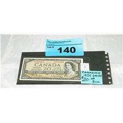 Canadian 1954 series 20 dollar bank note