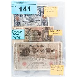 3 german bank notes 1910-1929