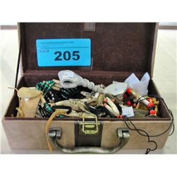 Box filled with assorted leather and bone native