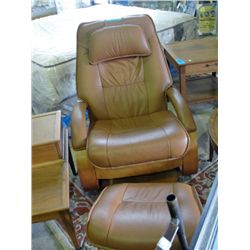 Brown leather living room lounge chair with