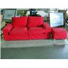 Image 1 : Red ikea sofa with matching footstool