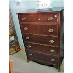 Sheritan mahogany 5 drawer high boy dresser