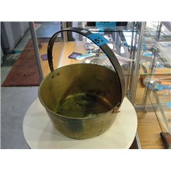Vintage heavy brass with iron handle jam pot
