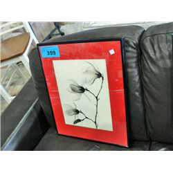 Framed black and white flower print