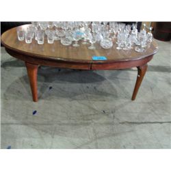 Antique table top converted to coffee table