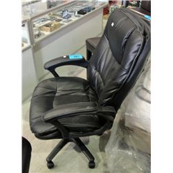 Black leather gas lift office chair