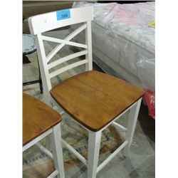 White and natural counter stool