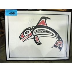 Framed west coast native print by artist Ron J