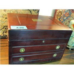 Antique mahogany cutlery chest presentation piece