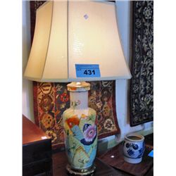 Ceramic floral based with brass accents table lamp