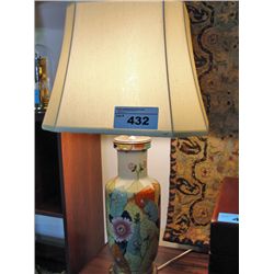 Ceramic floral based with brass accents table lamp