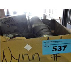 Box full of assorted camping gear