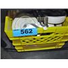 Image 1 : Yellow milk crate filled with heavy duty casters