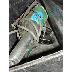 Black toolbox with large hitachi grinder