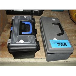 2 small plastic toolboxes