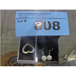 Pair of ladies earrings and a heart shaped brooch