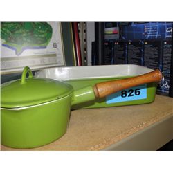 3pc belgium cookware set; lidded pot with baking