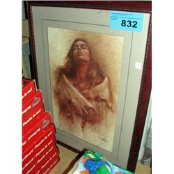 Framed native woman print
